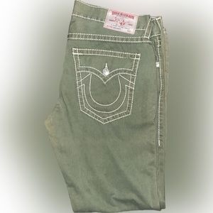 Green True Religion Ricky Straight Jeans